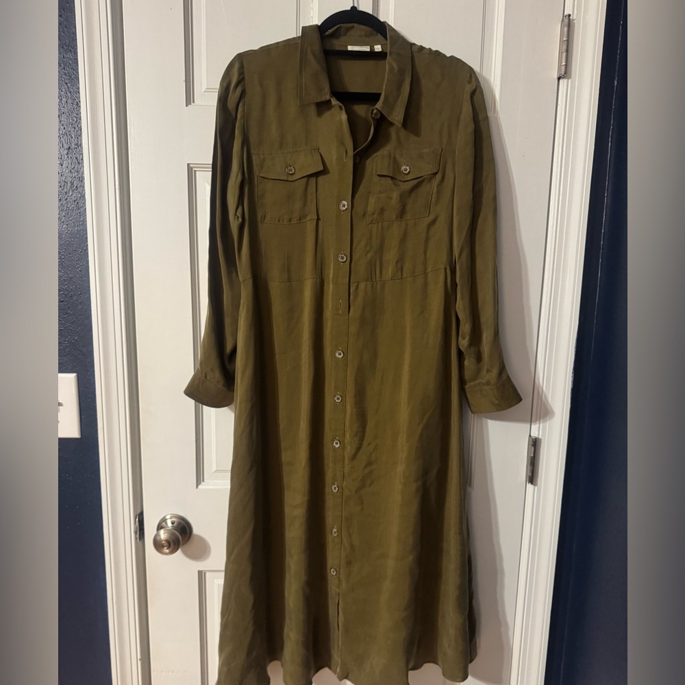 Spartina 449 Olive Green Midi Shirt Dress